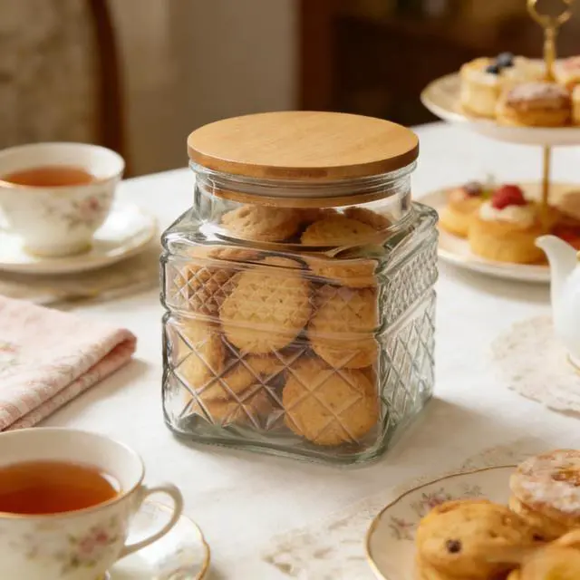 Alt view image 4 of 7 - 20 FL oz Small Vintage Glass Jar with Airtight Bamboo Lid,Thick Glass,Clear