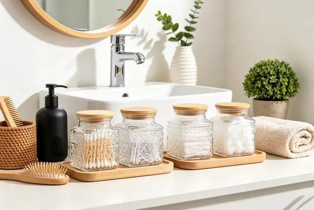 Alt view image 6 of 7 - 20 FL oz Small Vintage Glass Jar with Airtight Bamboo Lid,Thick Glass,Clear