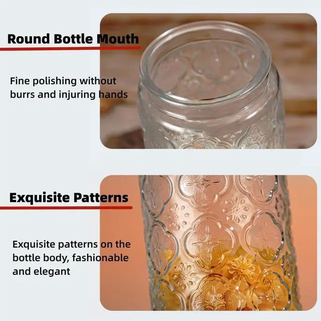 Alt view image 5 of 7 - Glass Jar with Airtight Bamboo Lid, 35oz Vintage Glass Kitchen Storage Counter Sealed Jar, Decorative Glass Food Storage Containers for Candy, Flour, Oats, Coffee Bean(Window Grilles)