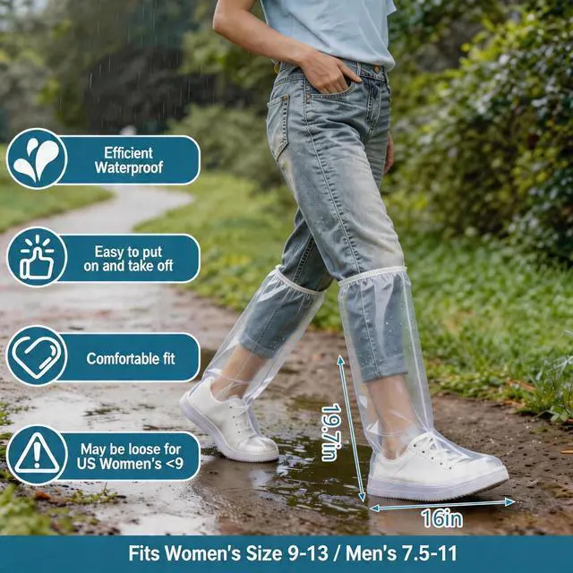 Alt view image 2 of 7 - High-Top Waterproof Shoe Covers,10 Pcs,Rain Shoe Covers&Boot Covers,XL Size