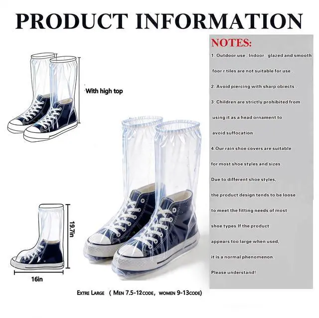 Alt view image 3 of 7 - High-Top Waterproof Shoe Covers,10 Pcs,Rain Shoe Covers&Boot Covers,XL Size