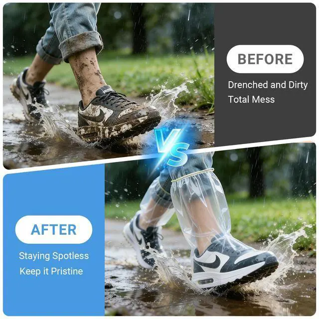 Alt view image 5 of 7 - High-Top Waterproof Shoe Covers,10 Pcs,Rain Shoe Covers&Boot Covers,XL Size