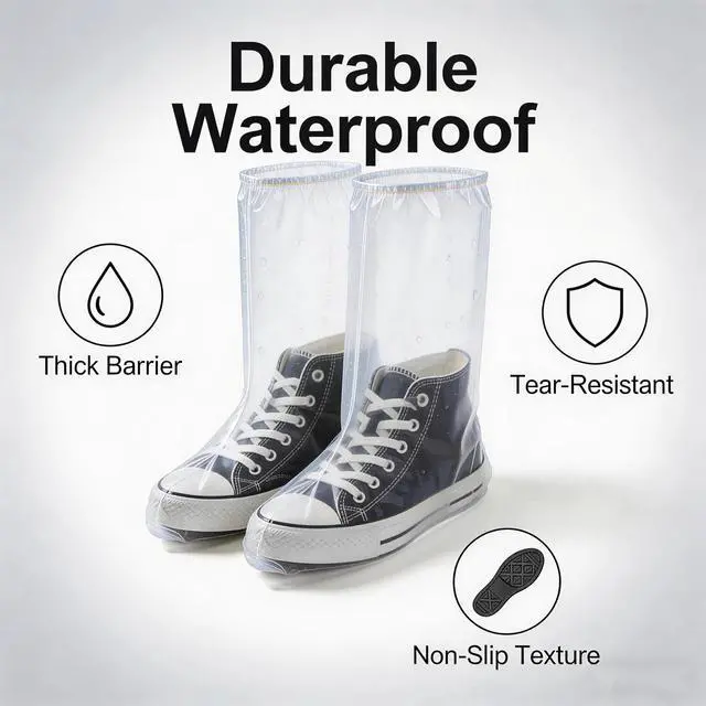 Alt view image 4 of 7 - High-Top Waterproof Shoe Covers,10 Pcs,Rain Shoe Covers&Boot Covers,XL Size