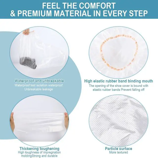 Alt view image 6 of 7 - High-Top Waterproof Shoe Covers,10 Pcs,Rain Shoe Covers&Boot Covers,XL Size