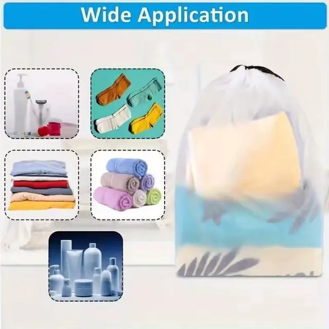 Alt view image 2 of 4 - 5PCS Portable Shoe Drawstring Storage Bag for Sundries Travel, Makeup Bag, Waterproof Transparent Plastic Storage Bag