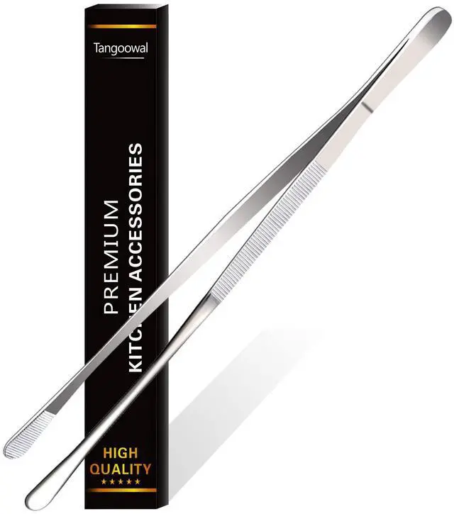 Main image of 12-Inch Professional Kitchen & Cooking Tweezers Tongs - Stainless Steel Long Tweezer Tongs - BBQ,Plating,Multi-use