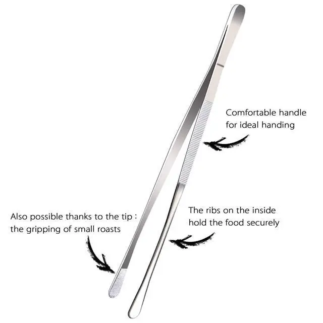 Alt view image 2 of 6 - 12-Inch Professional Kitchen & Cooking Tweezers Tongs - Stainless Steel Long Tweezer Tongs - BBQ,Plating,Multi-use