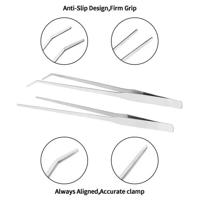 Alt view image 3 of 7 - 2PCS 10.6" Stainless Steel Aquarium & Reptile Feeding Tweezers