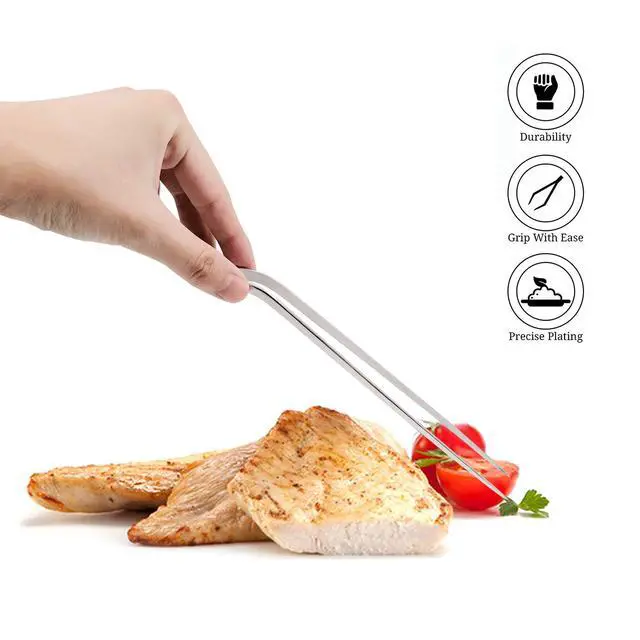 Alt view image 4 of 7 - 3 Pack Stainless Steel Offset Tweezer Culinary, 12" 8" 6" Kitchen Tweezers for Cooking, Chefs Precision Tweezers for Cooking
