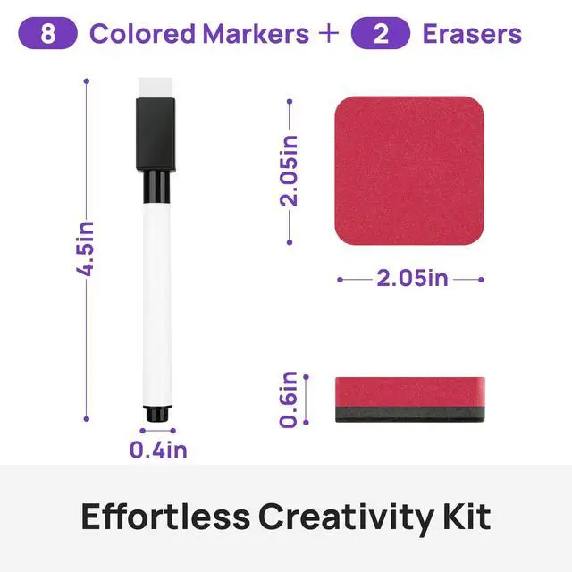 Alt view image 3 of 7 - 8 Pcs Magnetic Dry Erase Markers, Chisel Tip, Colorful