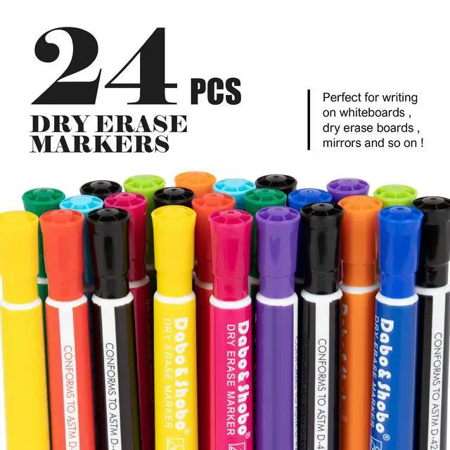 Alt view image 2 of 7 - Dry Erase Markers 24 Pack, 10 Assorted Colors With Low Odor Ink, Chisel Tip, Whiteboard Markers For Office