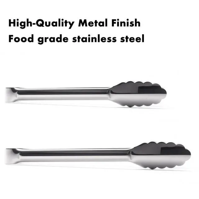 Alt view image 4 of 7 - Seamless Tongs for Cooking, One-Piece Design, Durable Heat Resistant Stainless Steel Tongs for Kitchen, Grill, BBQ, Salad, Dishwasher Safe, Metal Tongs Set (12" & 9")