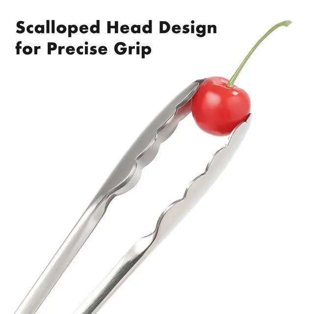 Alt view image 5 of 7 - Seamless Tongs for Cooking, One-Piece Design, Durable Heat Resistant Stainless Steel Tongs for Kitchen, Grill, BBQ, Salad, Dishwasher Safe, Metal Tongs Set (12" & 9")