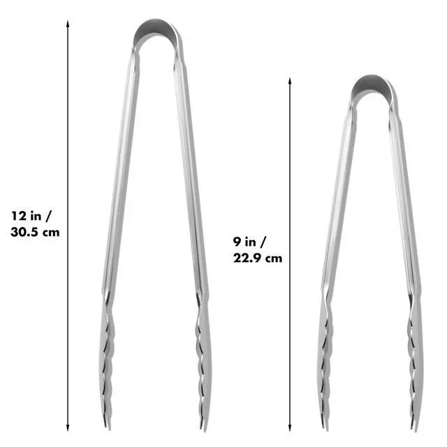 Alt view image 6 of 7 - Seamless Tongs for Cooking, One-Piece Design, Durable Heat Resistant Stainless Steel Tongs for Kitchen, Grill, BBQ, Salad, Dishwasher Safe, Metal Tongs Set (12" & 9")