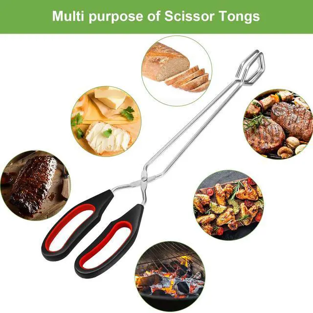 Alt view image 2 of 6 - Scissor Tongs 3 Pack, Kitchen Food Tongs 9/11/12 Inch for Cooking Grilling