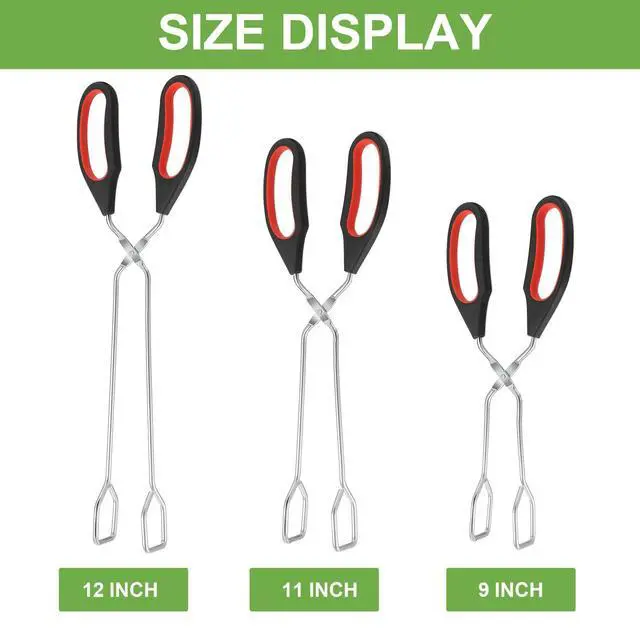 Alt view image 3 of 6 - Scissor Tongs 3 Pack, Kitchen Food Tongs 9/11/12 Inch for Cooking Grilling