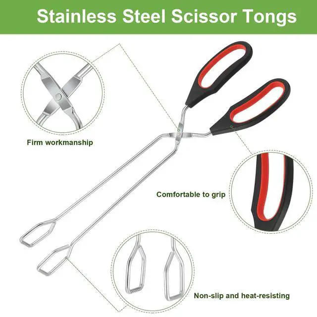 Alt view image 4 of 6 - Scissor Tongs 3 Pack, Kitchen Food Tongs 9/11/12 Inch for Cooking Grilling