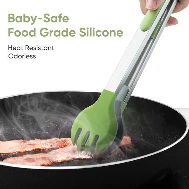 Alt view image 4 of 7 - 12 Inch Cooking Tongs, Stainless Steel Kitchen Tongs with Silicone Tips