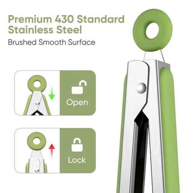 Alt view image 6 of 7 - 12 Inch Cooking Tongs, Stainless Steel Kitchen Tongs with Silicone Tips