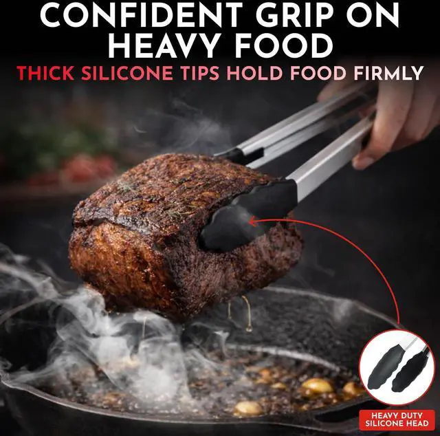 Alt view image 3 of 7 - 12, 9 & 7 Inch Locking Silicone Tongs for Cooking, Set of 3