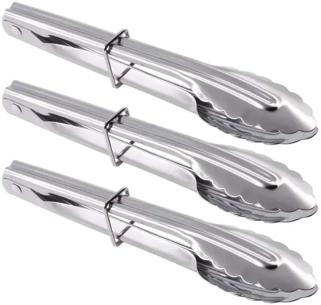 Main image of 7-Inch Small Stainless Steel Serving Tongs, Set of 3 (Silver)