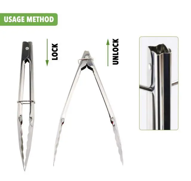 Alt view image 4 of 7 - 7-Inch Small Stainless Steel Serving Tongs, Set of 3 (Silver)