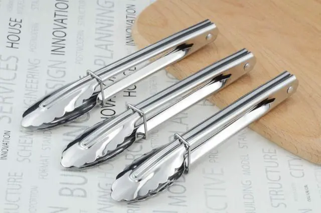 Alt view image 6 of 7 - 7-Inch Small Stainless Steel Serving Tongs, Set of 3 (Silver)
