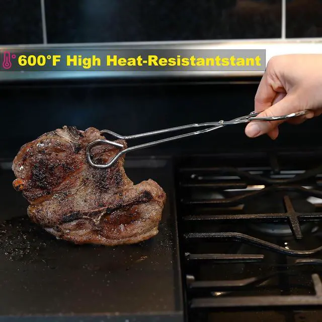 Alt view image 3 of 7 - 9-Inch Heavy Duty Stainless Steel Kitchen Tongs - Comfortable Ergonomic Grip, Scissor Design, Heat Resistant for BBQ and Cooking