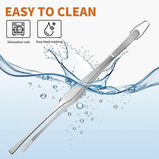 Alt view image 7 of 7 - Homfuntory Stainless Steel Cooking Tweezers, 12-Inch Precision Kitchen Tweezers with Star Dot Texture, Wider Grip & Elevated Tips | Galaxy Grip Series, 2 Pcs (Silver)