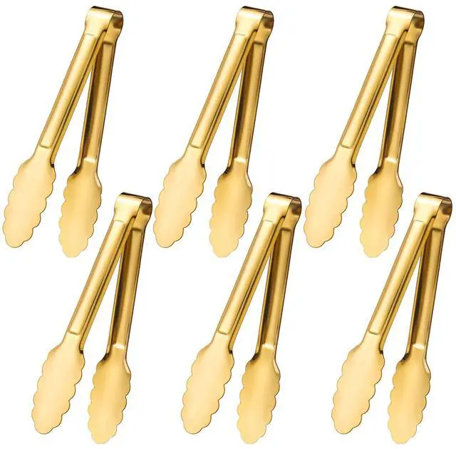 Main image of Gold Serving Tongs, 6-Pack 7-Inch Stainless Steel Buffet Tongs