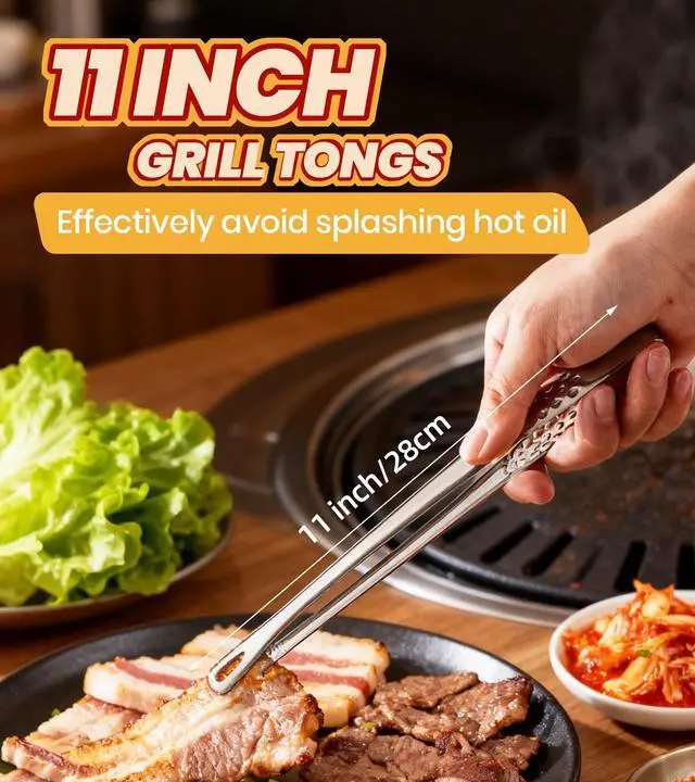 Alt view image 2 of 6 - 6 Pack Cooking Tongs 11 Inch, Korean BBQ Tongs