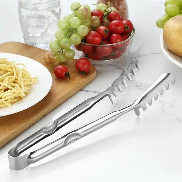 Alt view image 3 of 7 - Spaghetti Spoon and Spaghetti Tong 2-Piece Set, 13-Inch Non-Stick Spaghetti Fork and 11.4-Inch Kitchen Tong, Easy Storage and Cleanup, Ergonomic Design, Stainless Steel