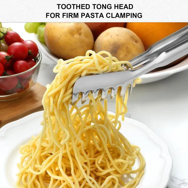 Alt view image 5 of 7 - Spaghetti Spoon and Spaghetti Tong 2-Piece Set, 13-Inch Non-Stick Spaghetti Fork and 11.4-Inch Kitchen Tong, Easy Storage and Cleanup, Ergonomic Design, Stainless Steel