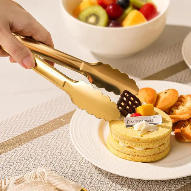 Alt view image 4 of 7 - Gold Serving Tongs, 6-Pack 7-Inch Stainless Steel Buffet Tongs