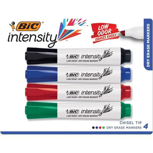 Alt view image 2 of 7 - Intensity Low Odor Dry Erase Markers, Chisel Tip, 4-Count Pack