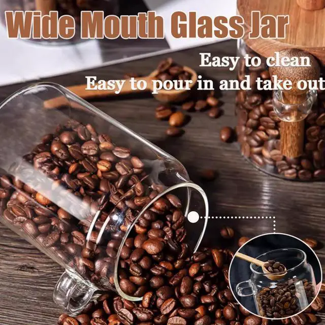 Alt view image 4 of 6 - 13 OZ Glass Jar with Lid and Spoon Airtight Glass Sugar Container Wide Mouth Clear Glass Coffee Storage Canister for Food Tea