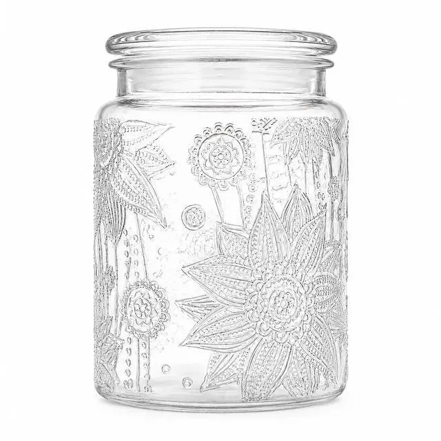 Main image of Glass Jars With Airtight Lid, 23.7 floz Airtight Jar for Brown Sugar, Sunflower Design Storage Container for Candy, Coffee, Cookie, Tea, Salt, Bath Salt