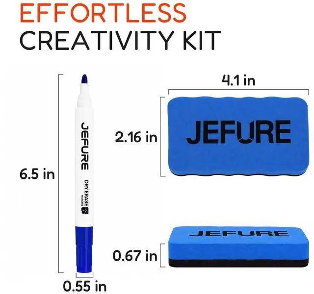 Alt view image 2 of 7 - 4 Count Dry Erase Markers, Chisel Tip, Low Odor, with Magnetic Eraser