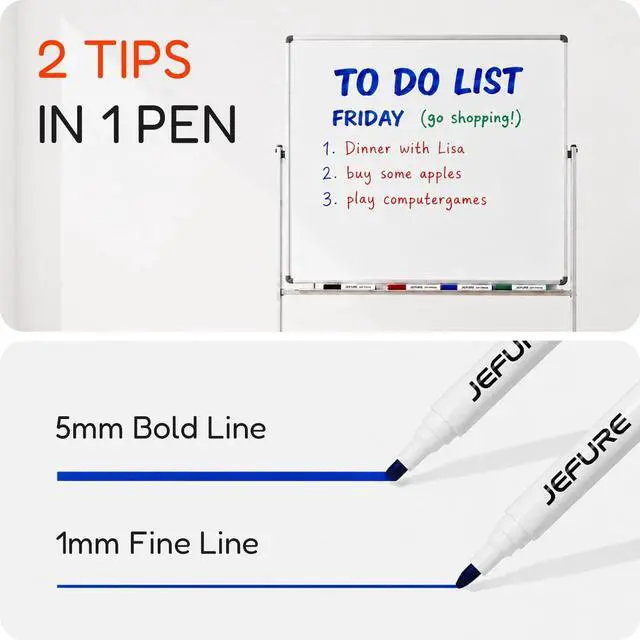 Alt view image 4 of 7 - 4 Count Dry Erase Markers, Chisel Tip, Low Odor, with Magnetic Eraser