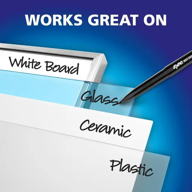 Alt view image 7 of 7 - Wet Erase Markers, Semi-Permanent Markers, Assorted, Ultra Fine Point, 4 Count