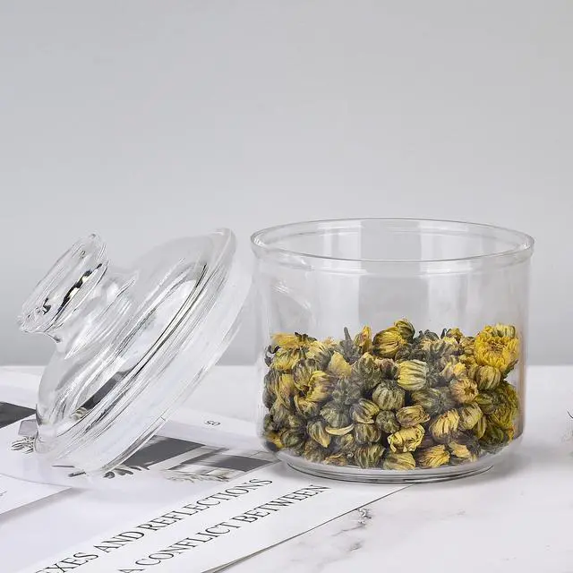 Alt view image 4 of 6 - 13.5oz Small Acrylic Storage Jar, Airtight Lid with Silicone Sealing Ring, Ideal Canister Container for Sugar, Tea, Spices, Herbs, Shells, Bath Salt, Christmas Decorative Apothecary Jars