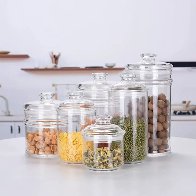Alt view image 6 of 6 - 13.5oz Small Acrylic Storage Jar, Airtight Lid with Silicone Sealing Ring, Ideal Canister Container for Sugar, Tea, Spices, Herbs, Shells, Bath Salt, Christmas Decorative Apothecary Jars