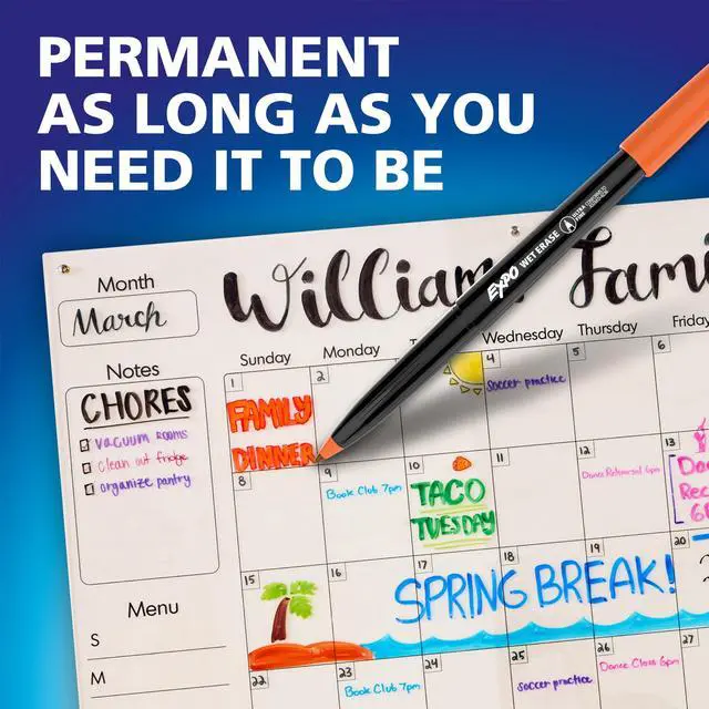 Alt view image 4 of 7 - Wet Erase Markers, Semi-Permanent Markers, Assorted, Ultra Fine Point, 4 Count