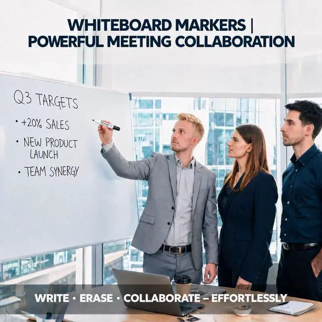Alt view image 7 of 7 - Upgrade Office Supply Dry Erase Markers, Black Low Odor Ink, Chisel Tip, 4 Count