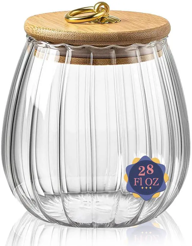 Main image of Glass Jars with Bamboo Lids, 23 FL OZ Glass Containers with Airtight Lids for Storage, Large Candy Jars for Coffee Nuts Cookie, Decorative Glass Canister, 780ml Oval