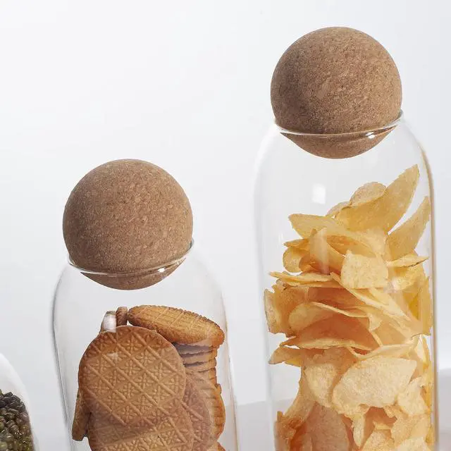 Alt view image 5 of 7 - Glass Jars with Cork Lids, Candy Jar with Lid, Coffee jar for Counter, Cookie Jar with Airtight Lids, Clear Glass Jar for Candy, Tea, Coffee Bean, Sugar, Spices, Apothecary etc (450ml/15oz)