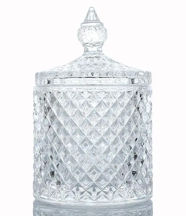 Main image of Glass Jar With Lid,Qtip Holder,Sugar Bowl,Candy Cookie Jars,Jewelry Box,Decorative Jar,Candle Cup(Clear)
