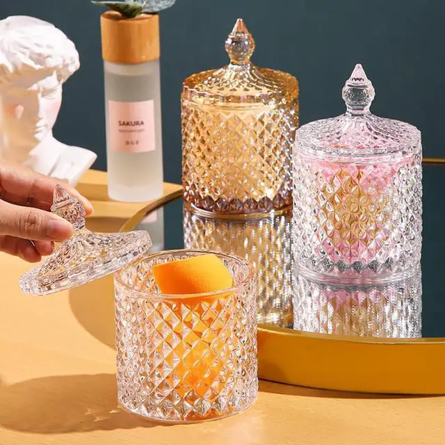 Alt view image 6 of 7 - Glass Jar With Lid,Qtip Holder,Sugar Bowl,Candy Cookie Jars,Jewelry Box,Decorative Jar,Candle Cup(Clear)