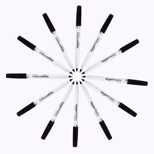 Alt view image 5 of 5 - Low Odor Ultra Fine Tip Dry Erase Whiteboard Markers for Teacher Supplies, Black, 12-Pack