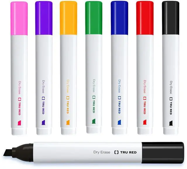 Main image of Low Odor Dry Erase Markers, Chisel Tip, Assorted Colors, 8 Pack Bold Whiteboard Markers for Classrooms & Offices